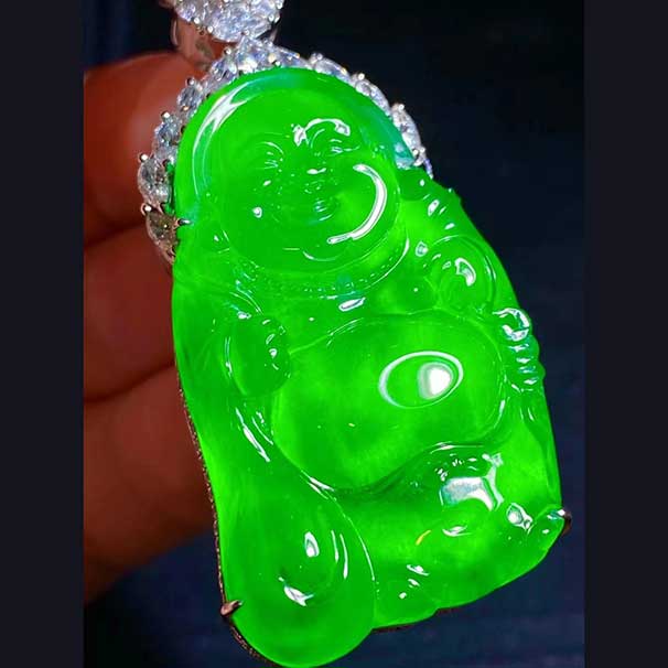 翡翠 布袋佛，高冰正陽綠，高質(zhì)量推薦