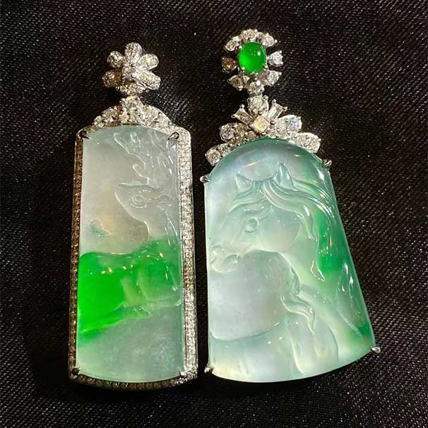 翡翠鹿牌➕馬牌一對(duì) 高品質(zhì)，熒光感非常好 精品性價(jià)比推薦