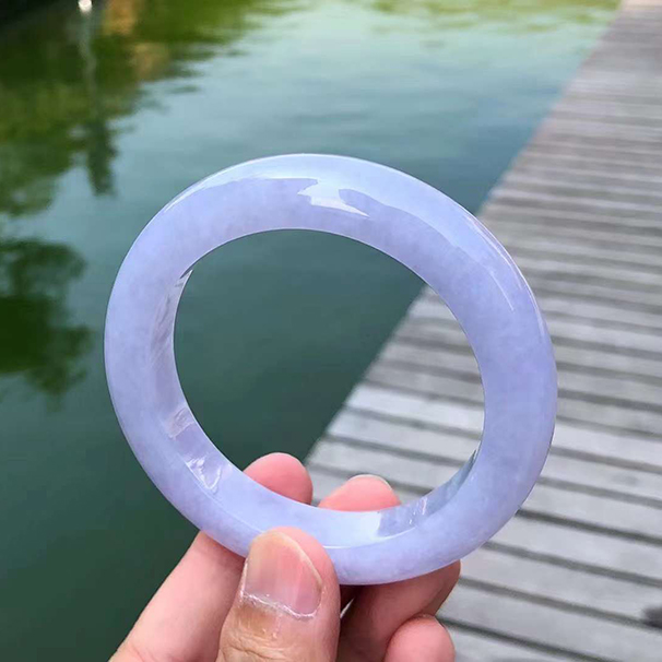 厚裝滿色紫羅蘭正圈翡翠手鐲