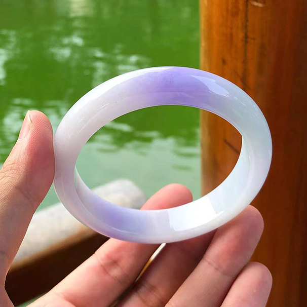 糯化種濃紫正圈翡翠手鐲