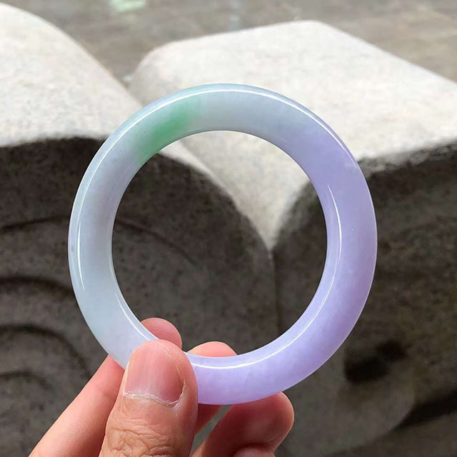 春彩紫羅蘭圓條翡翠手鐲